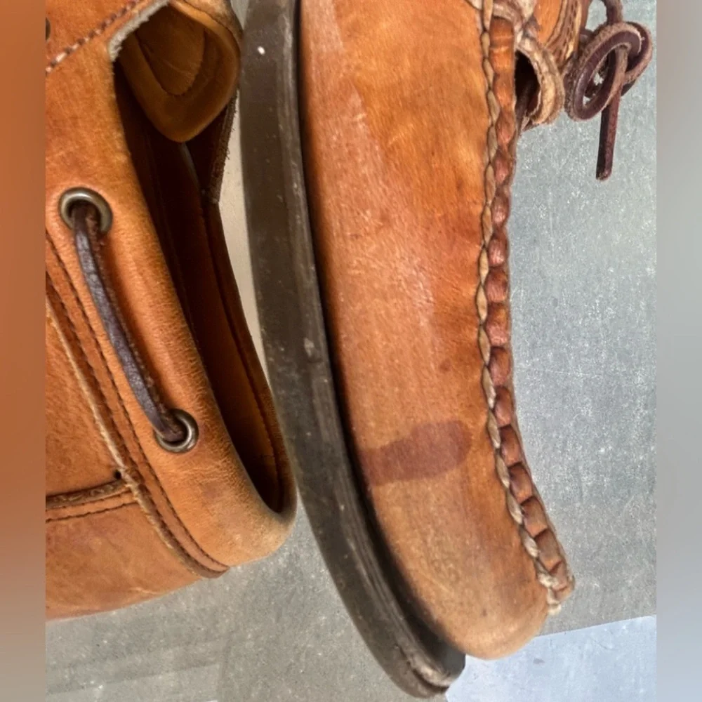 Allen Edmonds Key Largo Deck Boat Shoes Men 12B Brown Leather Vibram Moc Toe USA